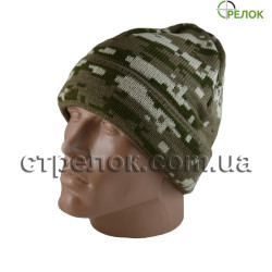 Шапка с отворотом, пиксель (утепленная)