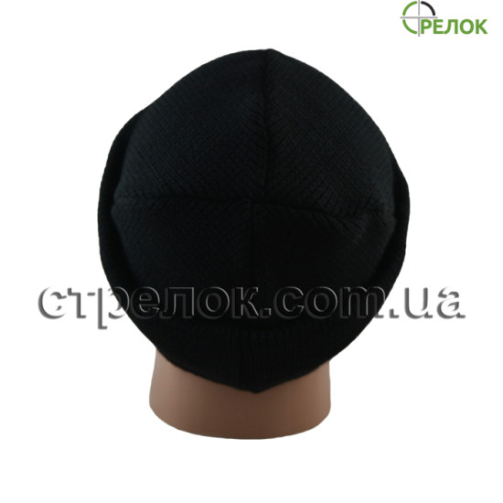 Шапка вязаная, черная (утепленная)
