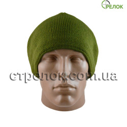 Шапка вязаная, олива (утепленная)