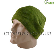Шапка вязаная, олива (утепленная)
