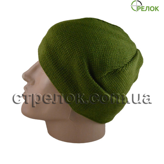 Шапка вязаная, олива (утепленная)