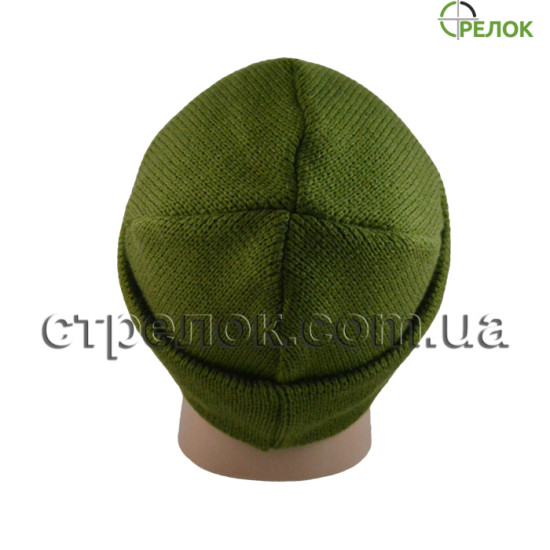 Шапка вязаная, олива (утепленная)