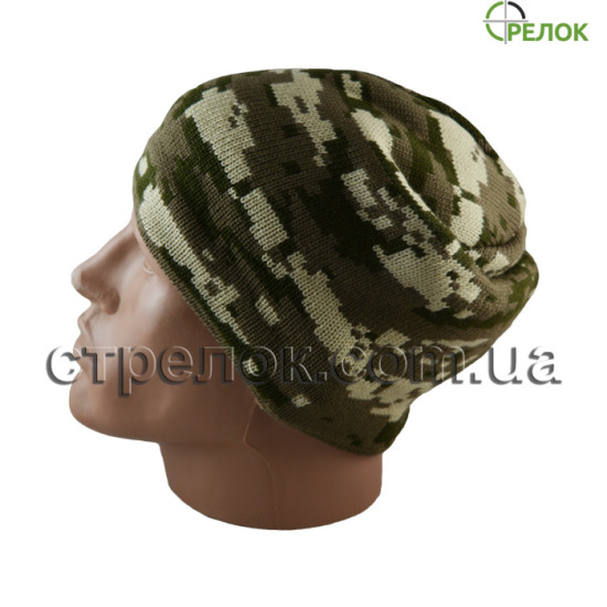 Шапка вязаная, пиксель (утепленная)