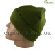 Шапка вязаная с отворотом, олива (утепленная)