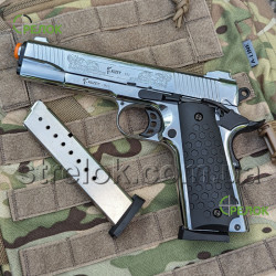 Пістолет стартовий KUZEY 911 chrome/black (Кольт 1911) з дод. магазином