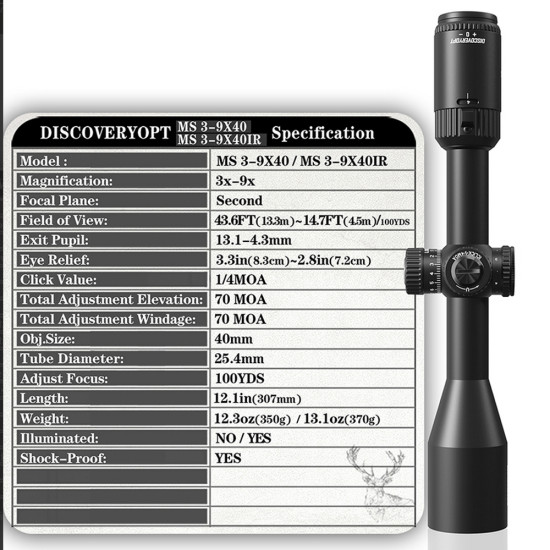Оптичний приціл Discovery MS 3-9x40 IR