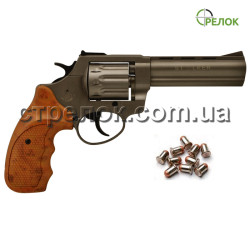 Револьвер под патрон Флобера Stalker 4.5" titanium коричневая рукоять