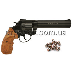 Револьвер под патрон Флобера Stalker 6" black коричневая рукоять
