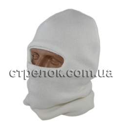 Шапка балаклава вязаная, белая (зимняя)