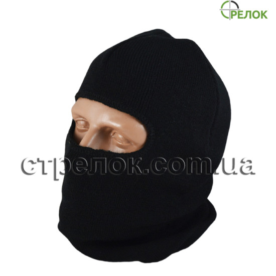 Шапка балаклава вязаная, черная (зимняя)