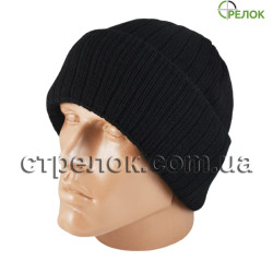 Шапка черная (двойная вязка+флис)