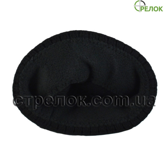Шапка черная (двойная вязка+флис)