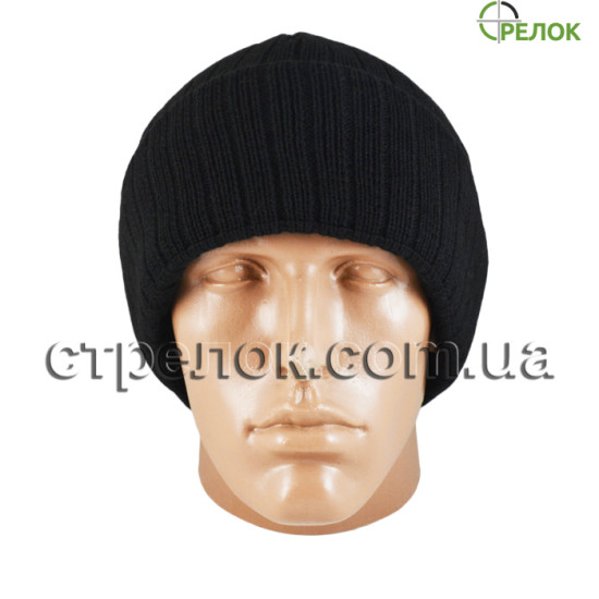 Шапка черная (двойная вязка+флис)