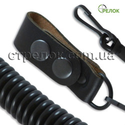 Шнур страховочный кевларовый с кожаной шлевкой, черный