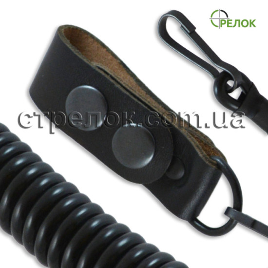 Шнур страховочный кевларовый с кожаной шлевкой, черный Шнур страховочный кевларовый с кожаной шлевкой, черный