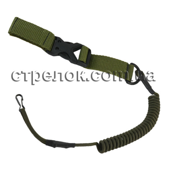 Шнур страховочный спиральный с фастексом, олива